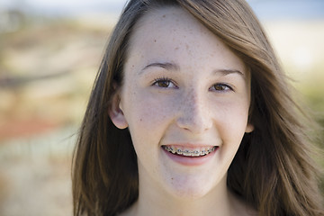 Image showing Portrait Of Teen Girl Outdoors