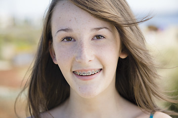 Image showing Portrait Of Teen Girl Outdoors