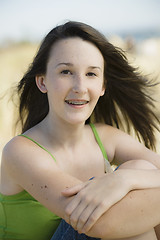 Image showing Portrait of Teenage Girl  at the Beach