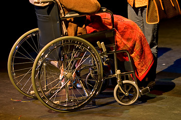 Image showing Handicapped woman sitting on wheelchair 