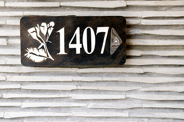 Image showing Hotel room number