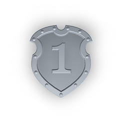Image showing metal shield with number one