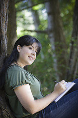 Image showing Young Woman in Woods 