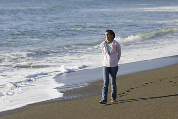 Image showing Teenage Asian Girl at Beach