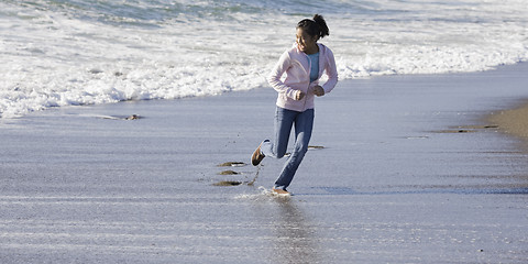 Image showing Teenage Asian Girl at Beach