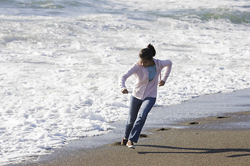 Image showing Teenage Asian Girl at Beach