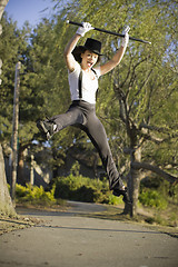 Image showing Jazz Dancer Jumping in Air