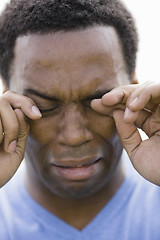 Image showing Portrait of Crying African American Male