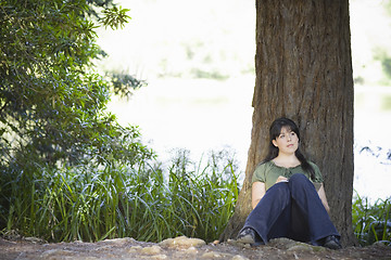 Image showing Young Woman Writing in Journal