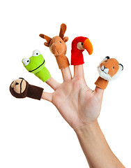 Image showing Hand with animal puppets