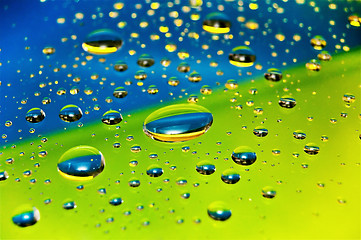 Image showing Colorful rain drops on the glass 