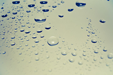 Image showing Colored rain drops on the glass 