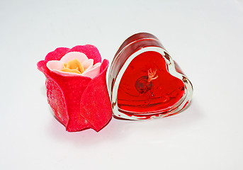 Image showing Red Rose & Candle