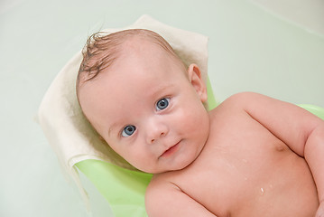 Image showing baby boy having bath