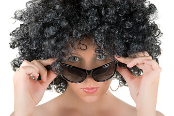 Image showing frizzy woman with sunglasses