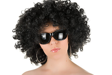 Image showing frizzy woman with sunglasses