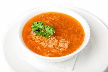 Image showing Bowl of vegetable borscht 