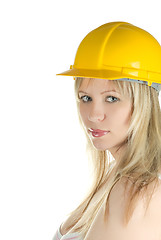 Image showing yellow building helmet