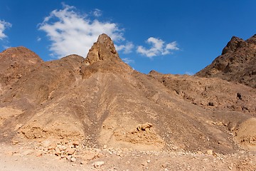Image showing Scenic triangular rocks in stone desert