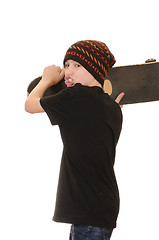 Image showing The teenager with a skateboard 