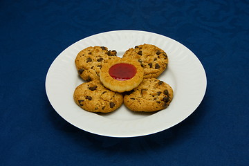 Image showing cookies on a Plate on a blue background