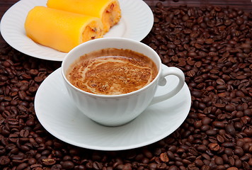 Image showing Coffee cup and grain