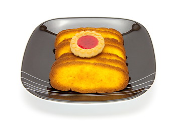 Image showing Plate of cookies isolated on a white background 