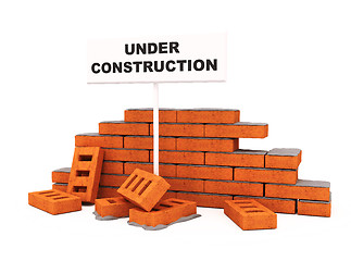 Image showing Brick wall under construction