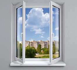 Image showing Opened plastic window