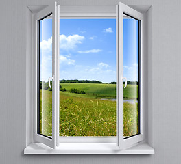 Image showing Opened plastic window