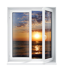 Image showing new opened plastic glass window frame isolated