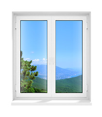 Image showing new closed plastic glass window frame isolated