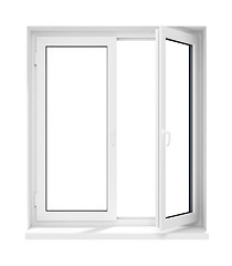 Image showing new opened plastic glass window frame isolated