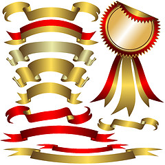 Image showing Set gold and silver ribbons 