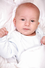 Image showing Adorable newborn in bed