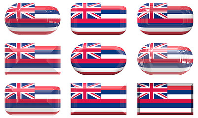 Image showing nine glass buttons of the Flag of Hawaii