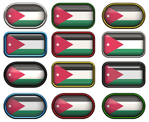 Image showing 12 buttons of the Flag of Jordan