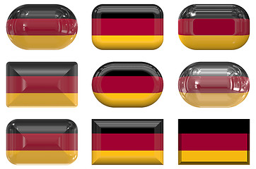 Image showing nine glass buttons of the Flag of Germany