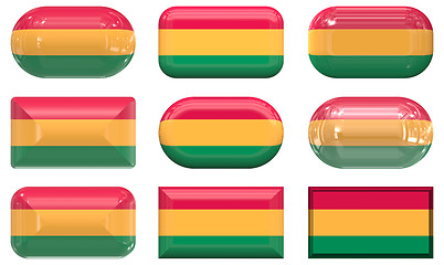 Image showing nine glass buttons of the Flag of Bolivia