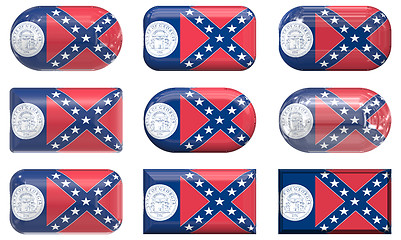 Image showing nine glass buttons of the Flag of Georgia