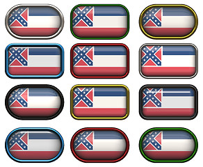 Image showing 12 buttons of the Flag of Mississippi