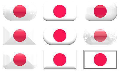 Image showing nine glass buttons of the Flag of Japan