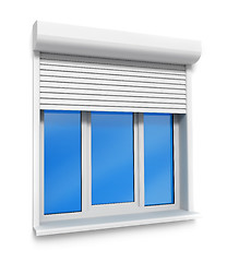 Image showing plastic window in the wall isolated on white