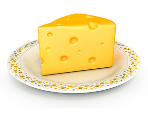 Image showing piece of cheese isolated food on the white background