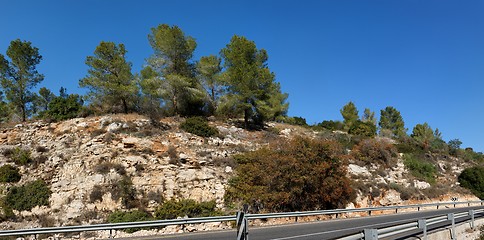 Image showing Rocky hill above the highway landscape