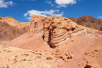 Image showing Scenic striped rocks in stone desert