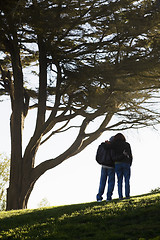 Image showing Couple Embracing on Hill