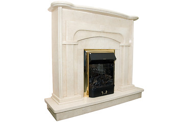 Image showing White marble fireplace