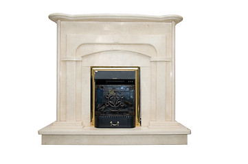 Image showing white marble fireplace