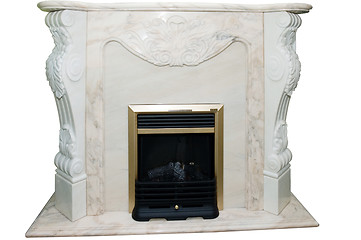 Image showing white marble fireplace